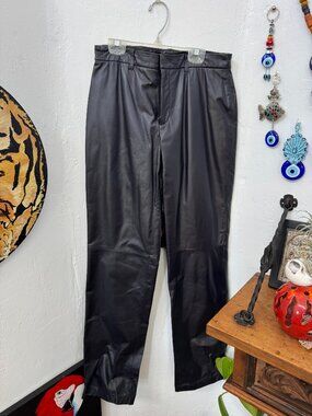 Nine West Dark Blue Leather Pants size 4.